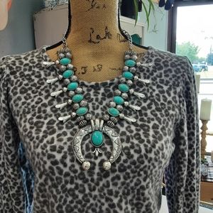Tipi Faux Turquoise Necklace and Earring set